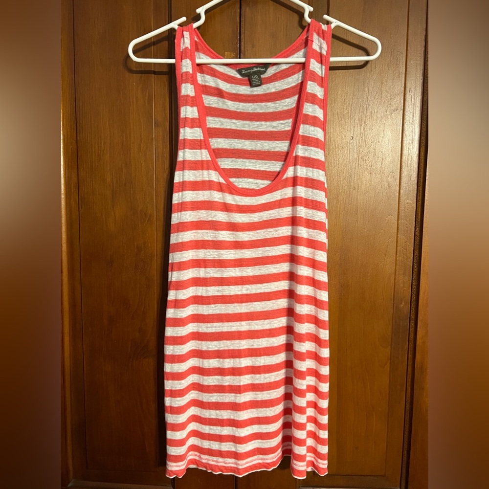Tommy Bahama Linen Pink‎ White Striped Tank Top Sz Large